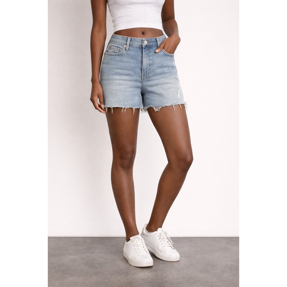 Banana Republic Womens Light Wash Denim Cut Off Shorts Raw Hem Size 6